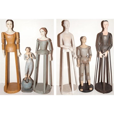 Lot 265 - Group of Six Painted Wood Santos Figures...