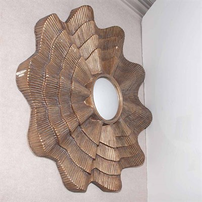 Lot 159 - Gilt-Wood Shell-Form Convex Mirror Diameter 39...