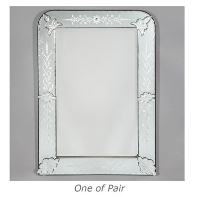 Lot 110 - Pair of Etched Mirror Framed Mirrors Height 39...