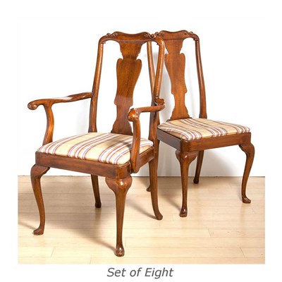 Lot 254 - Set of Eight Queen Anne Style Mahogany Dining...