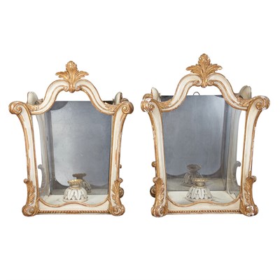 Lot 295 - Pair of Rococo Style Painted and Parcel Gilt...