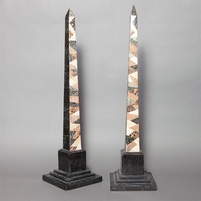 Lot 317 - Pair of Specimen Marble Obelisks Height 26...