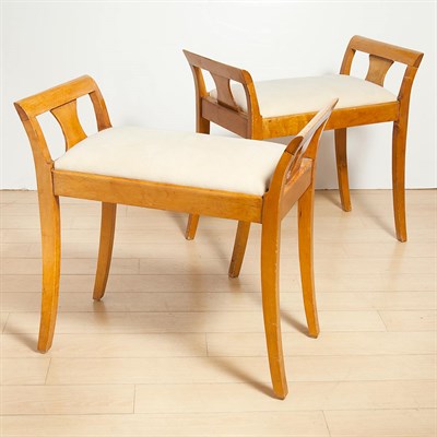 Lot 209 - Pair of Biedermeier Style Maple Benches Height...