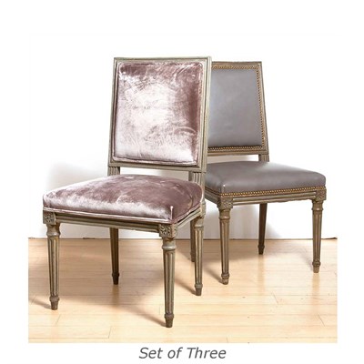 Lot 273 - Set of Three Louis XVI Painted Wood Chaises