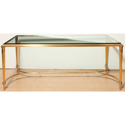 Lot 358 - Glass and Brass Low Table Paul Jones Height 17...
