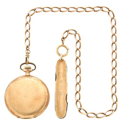 Lot 94 - Gold Hunting Case Pocket Watch, Vacheron & Constantin, with Gold Watch Fob and Pocket Knife