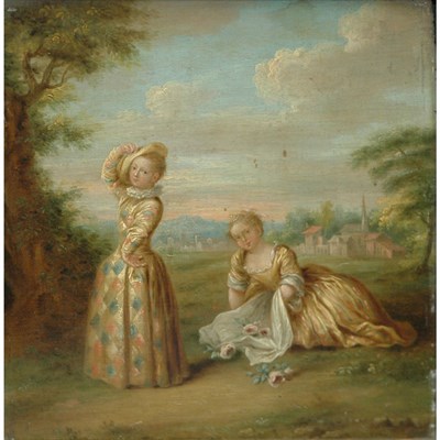 Lot 48 - Manner of Nicolas Lancret Two Ladies in a...