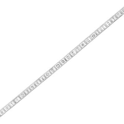 Lot 324 - Platinum and Diamond Straightline Bracelet