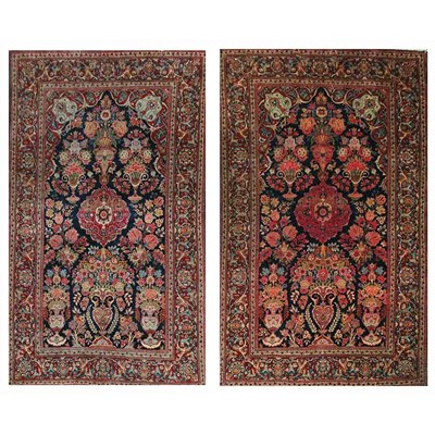 Lot 423 - Pair of Kashan Prayer Rugs Central Persia,...