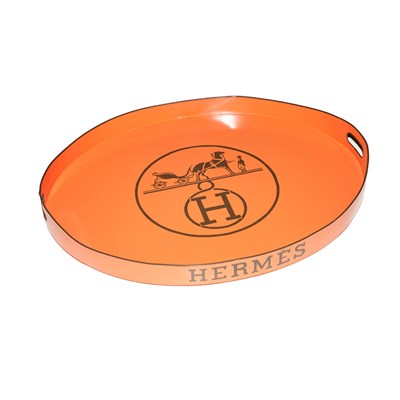 Lot 249 - Hermes Style Painted Metal Tray Length 27 inches.