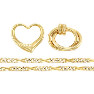 Lot 34 - Gold Heart Pin, Tiffany & Co., Elsa Peretti, and Gold Chain Necklace and Pin