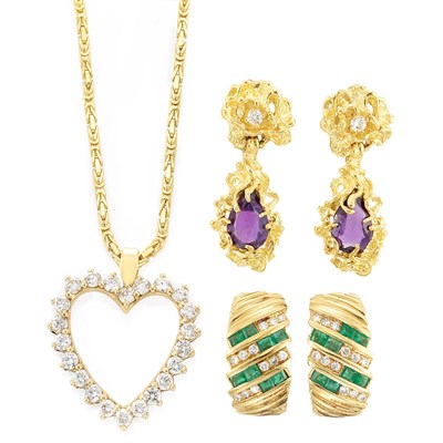 Lot 356 - Group of Gold, Diamond and Gem-Set Jewelry