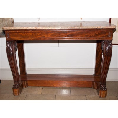 Lot 214 - Regency Style Marble Top Mahogany Console...
