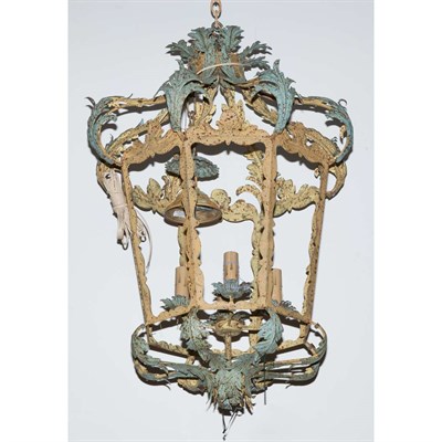 Lot 438A - Louis XV Style Tole Lantern Height 38 inches,...