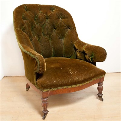Lot 187 - Victorian Velvet Upholstered Slipper Chair