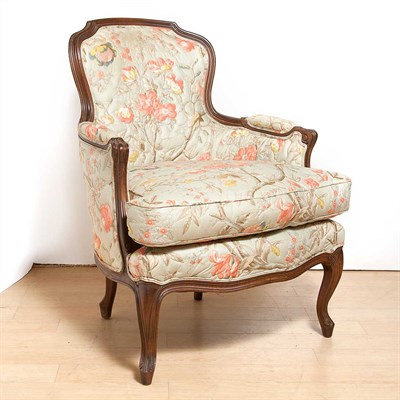 Lot 184 - Louis XV Style Upholstered Walnut Bergere