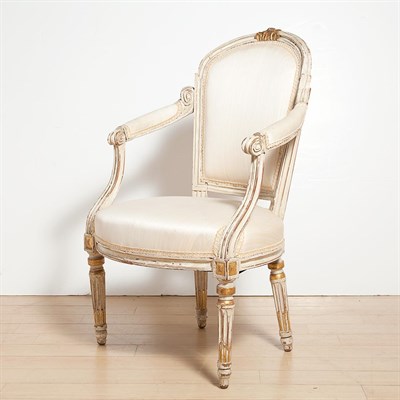 Lot 301 - Louis XVI Style White Painted Fauteuil