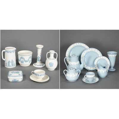 Lot 203 - Group of Blue and White Glazed Wedgwood...