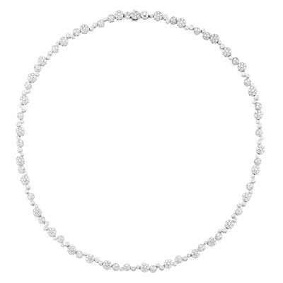 Lot 479 - White Gold and Diamond Floret Necklace