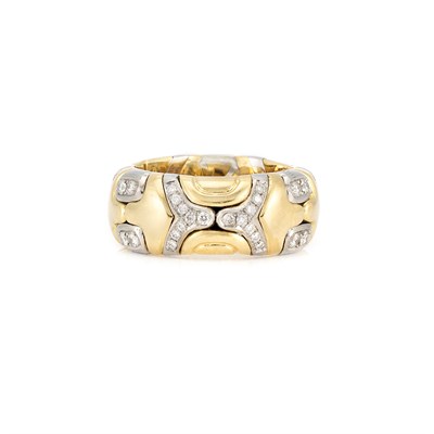 Lot 289 - Gold, Steel and Diamond Band Ring, Bulgari