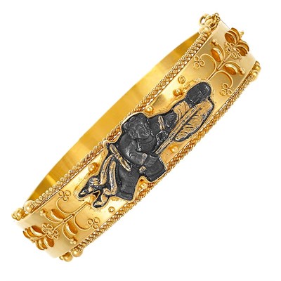 Lot 558 - Gold and Shakudo Bangle Bracelet