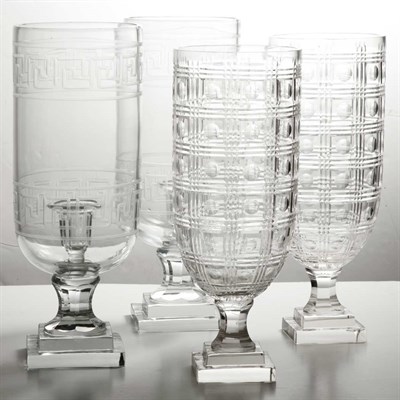 Lot 164 - Two Pairs of Glass Hurricane Lamps Height of...