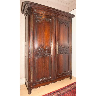 Lot 218 - Provincial Louis XV Stained Oak Armoire Height...