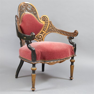 Lot 217 - Aesthetic Movement Gilt and Black Painted...