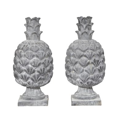 Lot 429 - Pair of Gray Painted Iron Pineapple-Form...