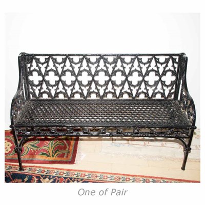 Lot 225 - Pair of Black Painted Iron Garden Benches...