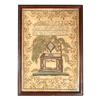 Lot 214 - American Mourning Sampler Wrought by M. Ridder,...