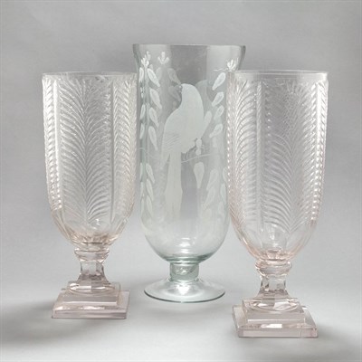 Lot 310 - Pair of Glass Hurricane Shades; And Two...
