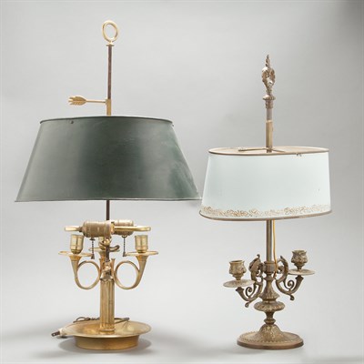 Lot 373 - Regency Style Brass Bouillotte Lamp Height 26...