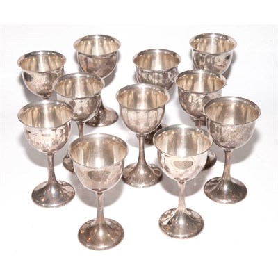 Lot 383 - Set of Eleven Sterling Silver Goblets Total...