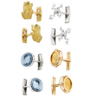 Lot 102 - Four Pairs of Gold Cufflinks