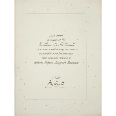 Lot 129 - [WAGNER, RICHARD] BURRELL, MRS. MARY. Richard...