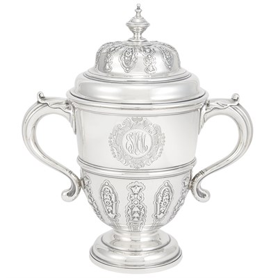 Lot 198 - English Silver Covered Two-Handled Urn...