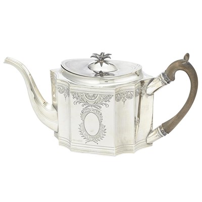 Lot 207 - George III Silver Teapot With etched bright...