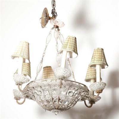 Lot 445 - French Style Beaded Six-Light Chandelier...