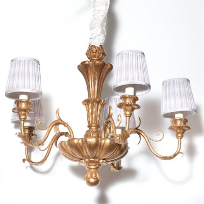 Lot 452 - Rococo Style Gilt-Wood Five-Light Chandelier...
