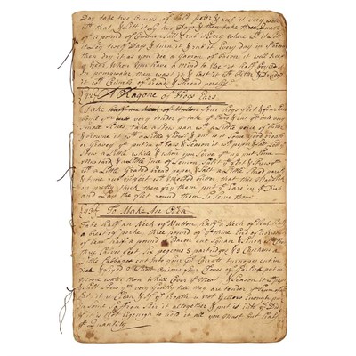 Lot 139 - [COOKERY] Manuscript recipe book, most likely...