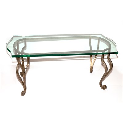 Lot 530 - Glass Top Gilt-Iron Low Table Height 18 inches,...