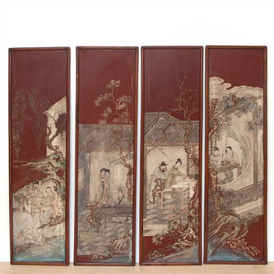 Lot 166 - Set of Four Chinese Lacquered Panels Height 58...