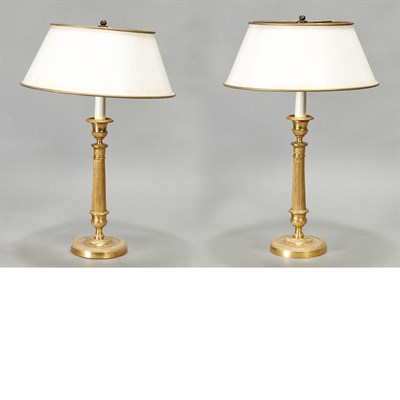 Lot 355 - Pair of Empire Style Gilt-Metal Candlestick...