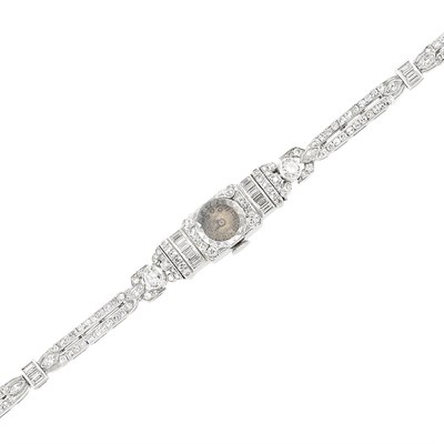 Lot 427 - Platinum and Diamond Wristwatch