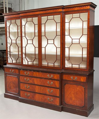 Lot 316 - George III Style Mahogany Breakfront Bookcase...