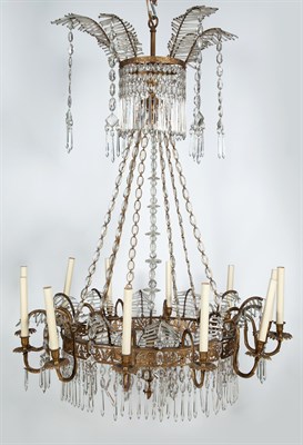 Lot 464 - Baltic Gilt-Metal and Cut-Glass Twelve-Light...