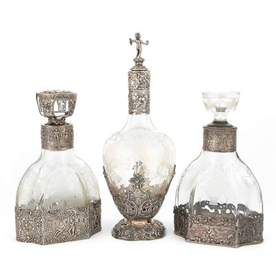 Lot 319 - Three Continental Silver Mounted Glass...
