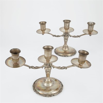 Lot 291 - Pair of Mexican Sterling Silver Three-Light...
