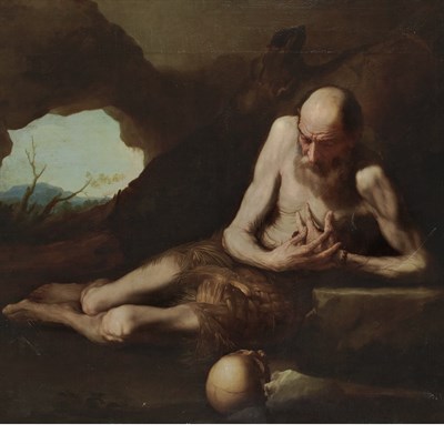 Lot 17 - School of Jusepe Ribera Saint Paul the Hermit...